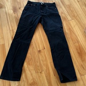 Zara High Rise Slim Fit Split Hem Jeans in Black